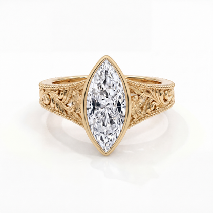 5.0CT Marquise Diamond Moissanite Milgrain Vintage Engagement Ring
