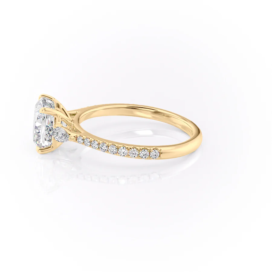 1.0CT Cushion Diamond Moissanite Three Stone Pave Engagement Ring