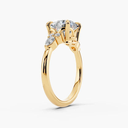3.0CT Round Diamond Moissanite Cluster Engagement Ring