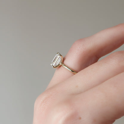 1.50 CT Emerald Cut Cluster Moissanite Diamond Solitaire Engagement Ring