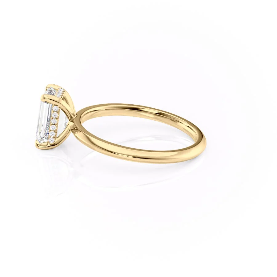 1.50 CT Emerald Cut Hidden Halo Moissanite Diamond Engagement Ring