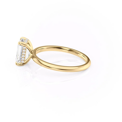 1.50 CT Emerald Cut Hidden Halo Moissanite Diamond Engagement Ring
