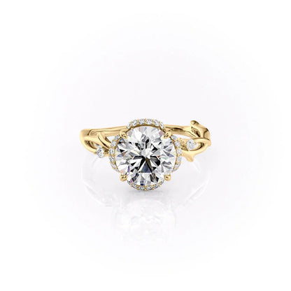 1.50 CT Round Cut Halo Twig Moissanite Diamond Engagement Ring
