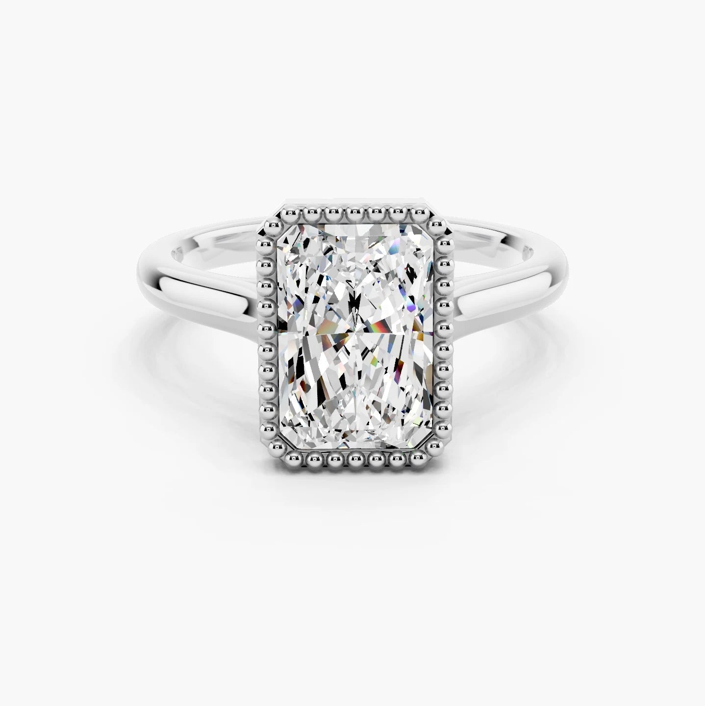 4.0CT Radiant Diamond Moissanite Unique Bezel Engagement Ring