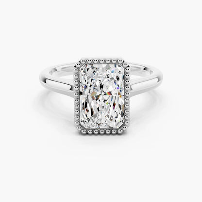 4.0CT Radiant Diamond Moissanite Unique Bezel Engagement Ring