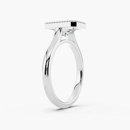 4.0CT Radiant Diamond Moissanite Unique Bezel Engagement Ring