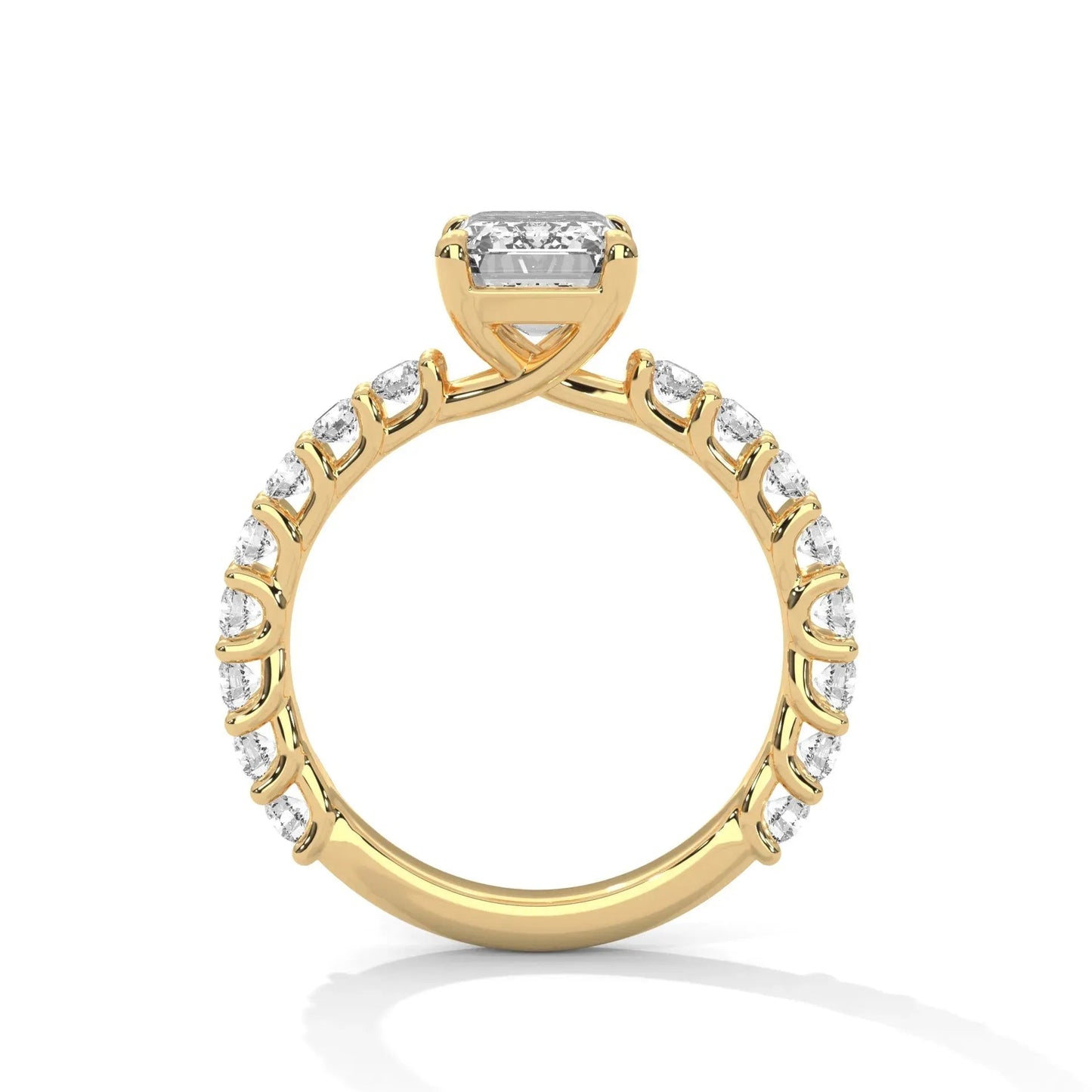 1.50 CT Emerald Cut  Pave Moissanite Diamond Engagement Ring