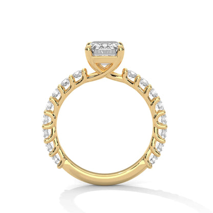 1.50 CT Emerald Cut  Pave Moissanite Diamond Engagement Ring