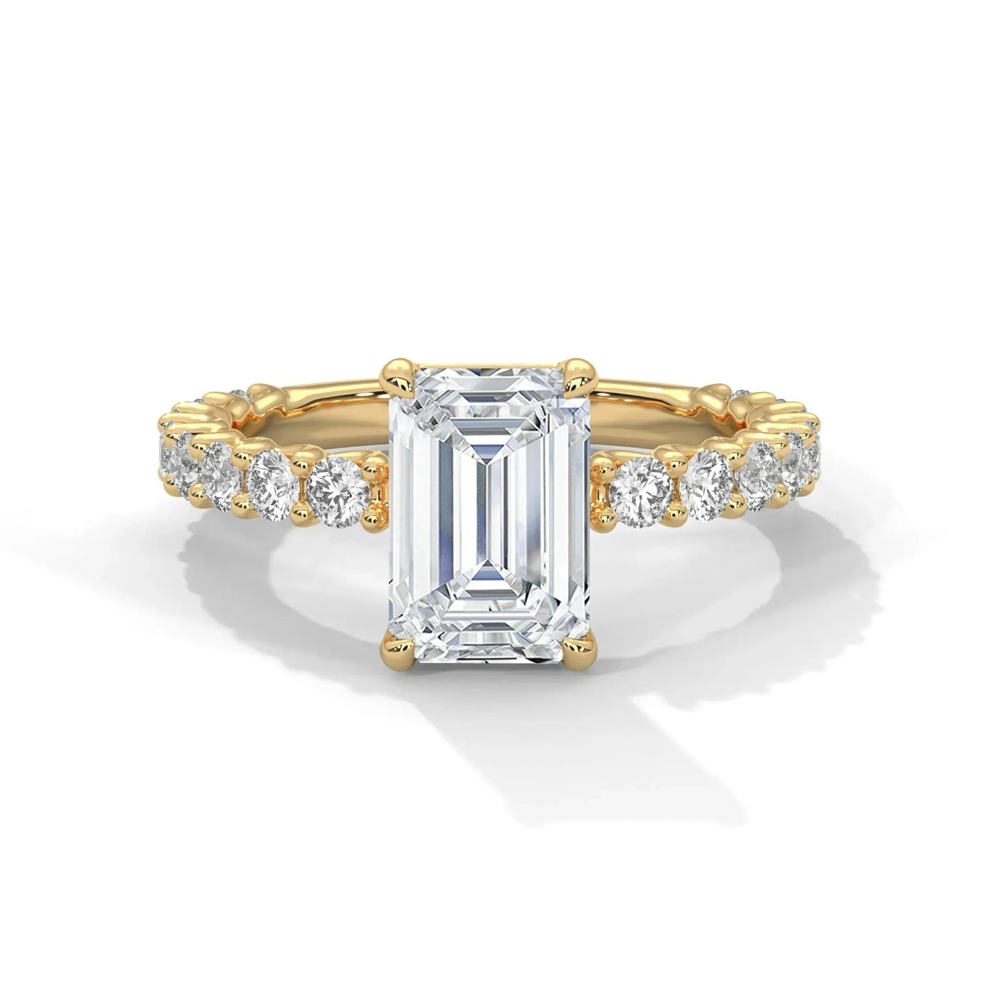 1.50 CT Emerald Cut  Pave Moissanite Diamond Engagement Ring