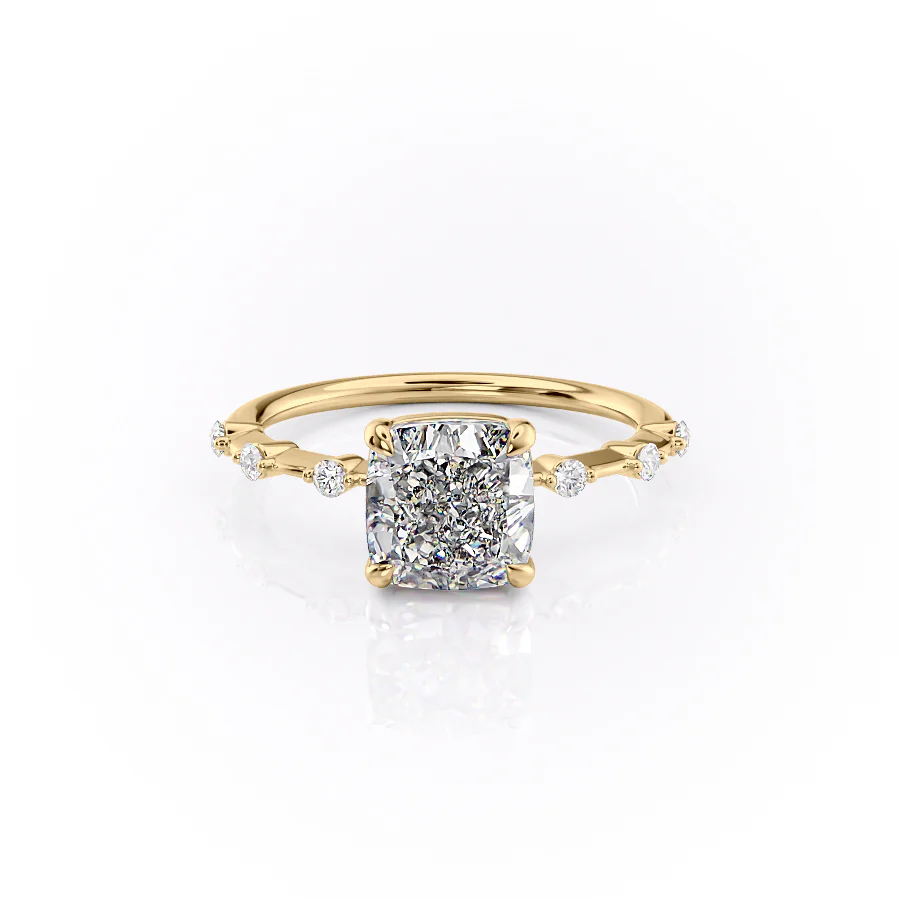 1.0CT Cushion Diamond Moissanite Petite Pave Engagement Ring