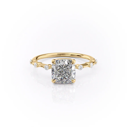 1.0CT Cushion Diamond Moissanite Petite Pave Engagement Ring