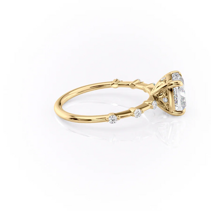 1.0CT Cushion Diamond Moissanite Petite Pave Engagement Ring