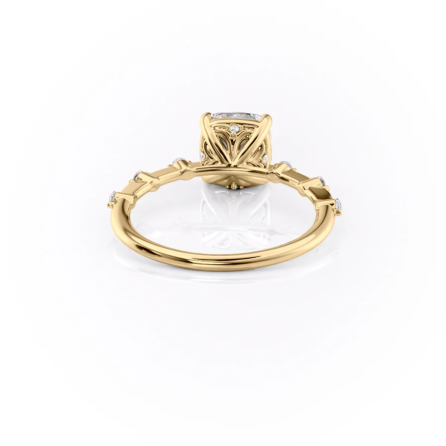 1.0CT Cushion Diamond Moissanite Petite Pave Engagement Ring