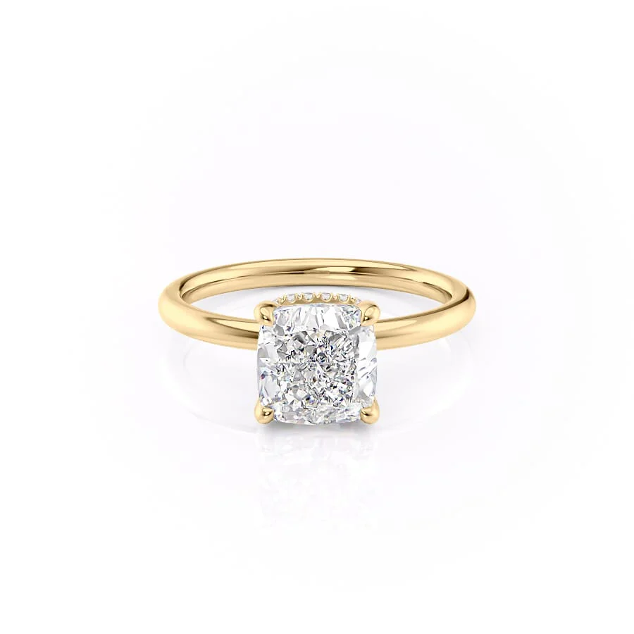 1.0CT Cushion Moissanite Diamond Hidden Halo Solitaire Engagement Ring
