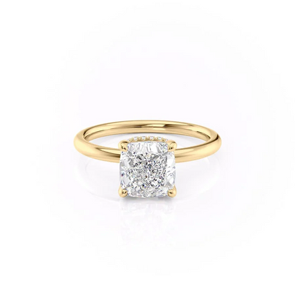 1.0CT Cushion Moissanite Diamond Hidden Halo Solitaire Engagement Ring
