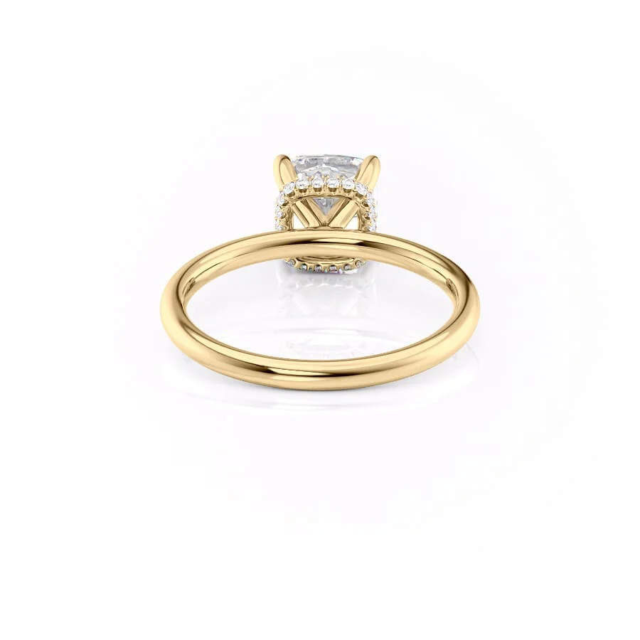 1.0CT Cushion Moissanite Diamond Hidden Halo Solitaire Engagement Ring