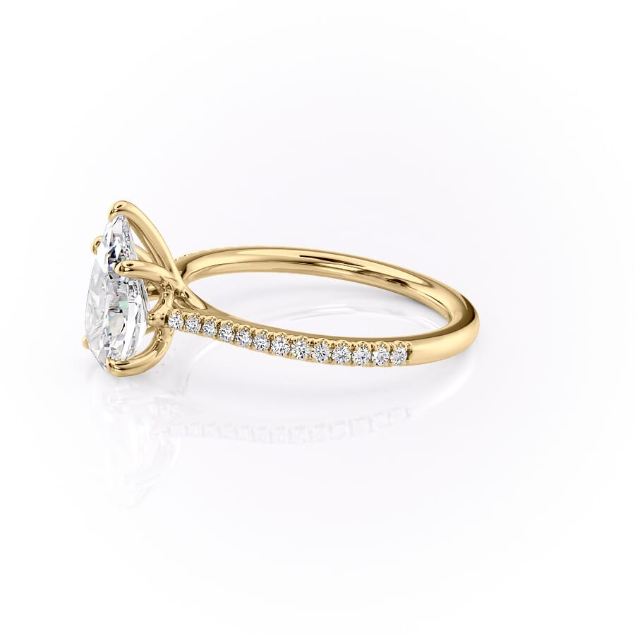 1.0CT Pear Diamond Moissanite Pave Engagement Ring