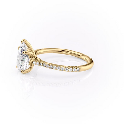 1.0CT Pear Diamond Moissanite Pave Engagement Ring