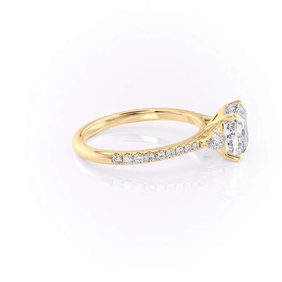 1.0CT Cushion Diamond Moissanite Three Stone Pave Engagement Ring