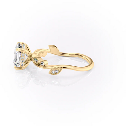 1.0CT Asscher Diamond Moissanite Milgrain Engagement Ring