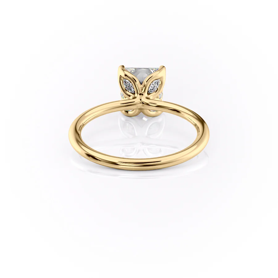 1.0CT Princess Diamond Moissanite Lotus Prong Solitaire Engagement Ring