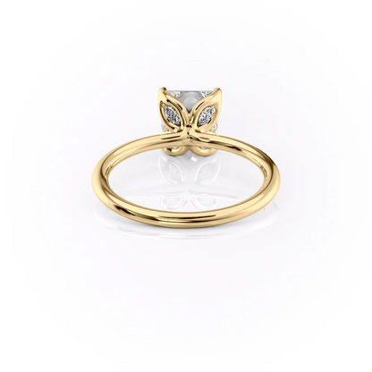 1.0CT Princess Diamond Moissanite Lotus Prong Solitaire Engagement Ring