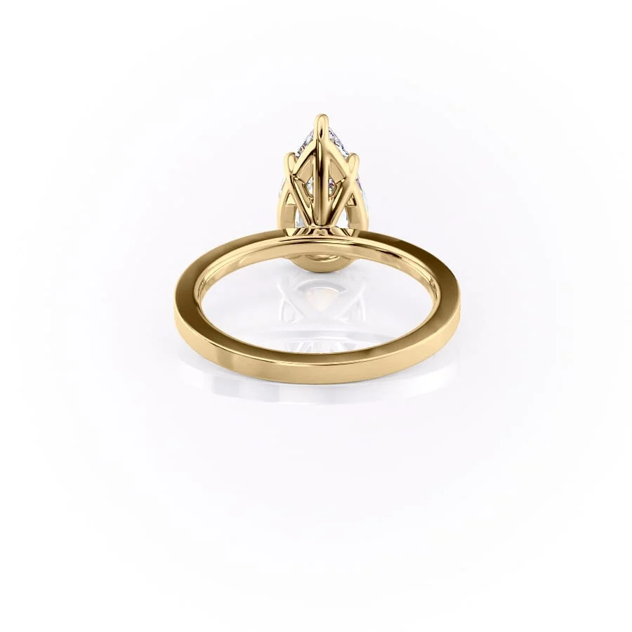 1.50 CT Pear Cut Cigar Moissanite Diamond Engagement Ring