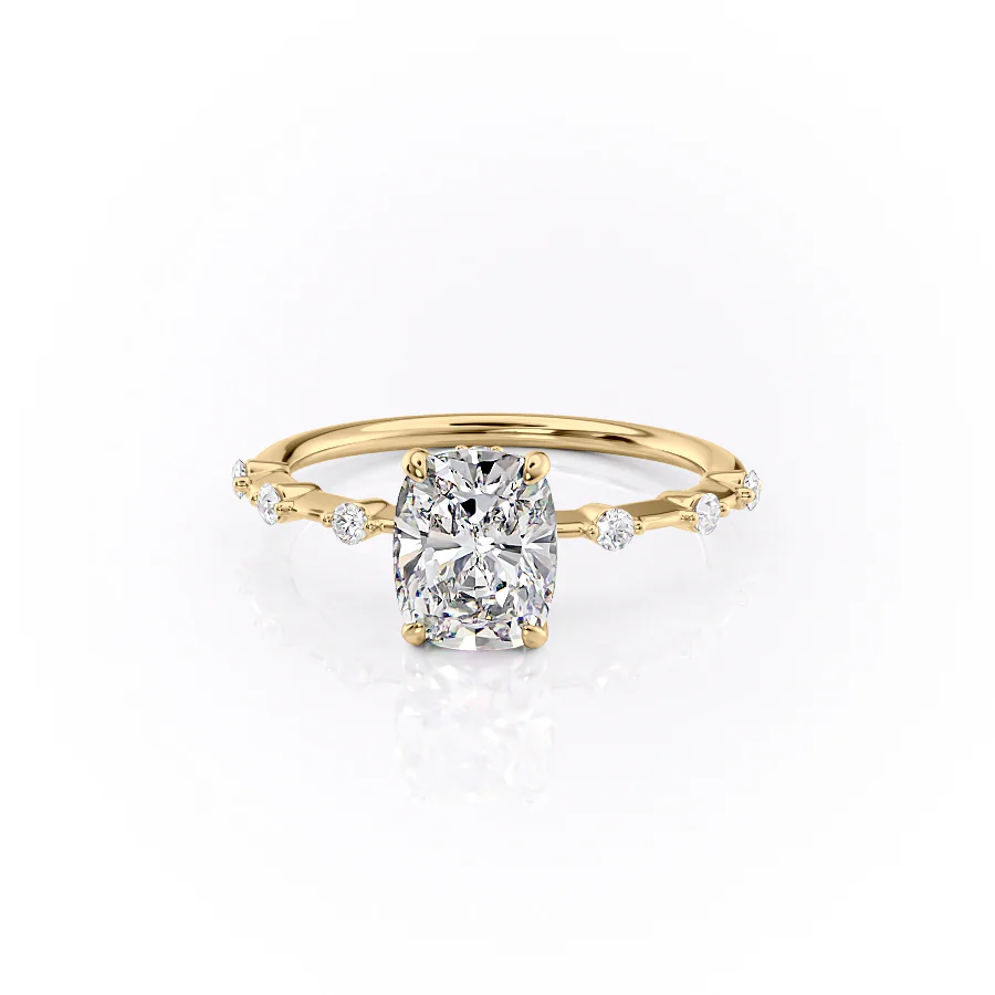 1.50 CT Elongated Cushion Cut Petite Pave Moissanite Diamond Engagement Ring