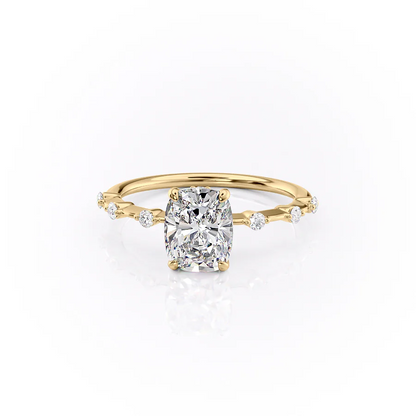1.50 CT Elongated Cushion Cut Petite Pave Moissanite Diamond Engagement Ring
