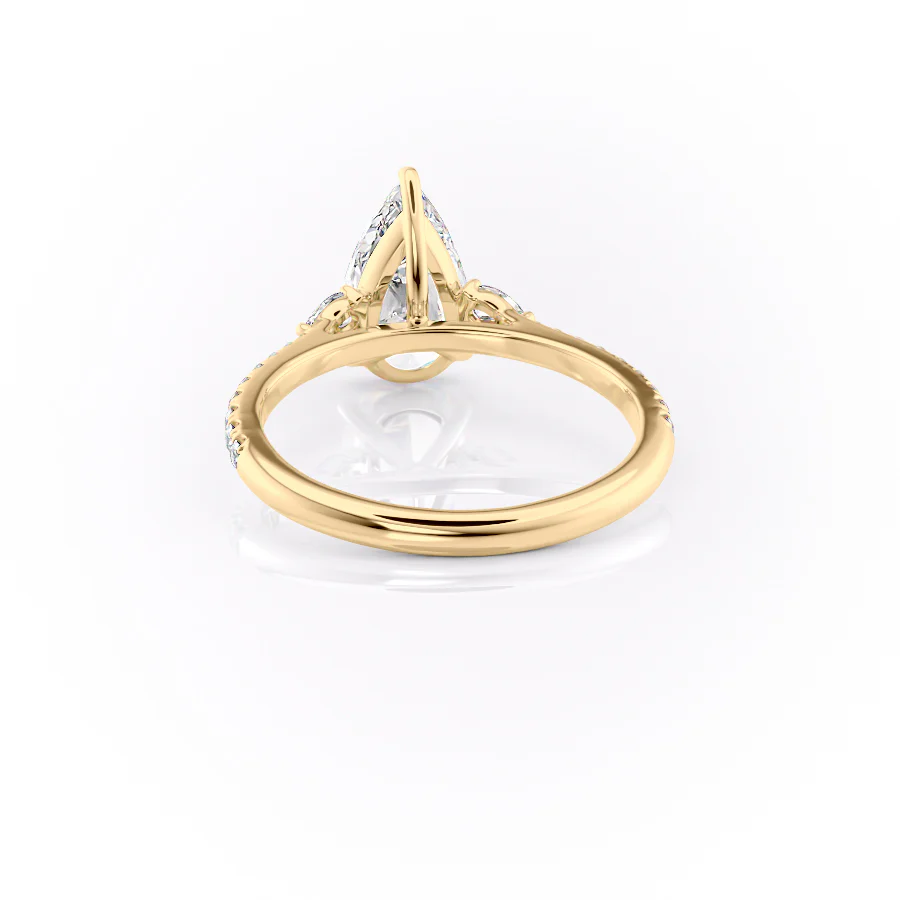 1.50 CT Pear Cut Three Stone Pave Moissanite Diamond Engagement Ring