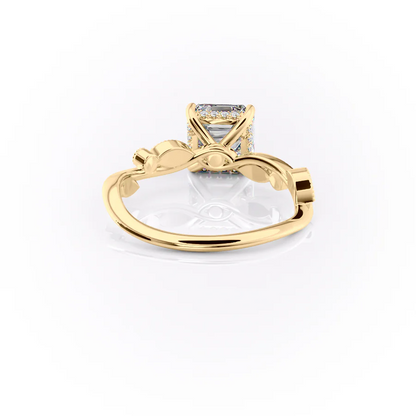 1.0CT Asscher Diamond Moissanite Milgrain Engagement Ring