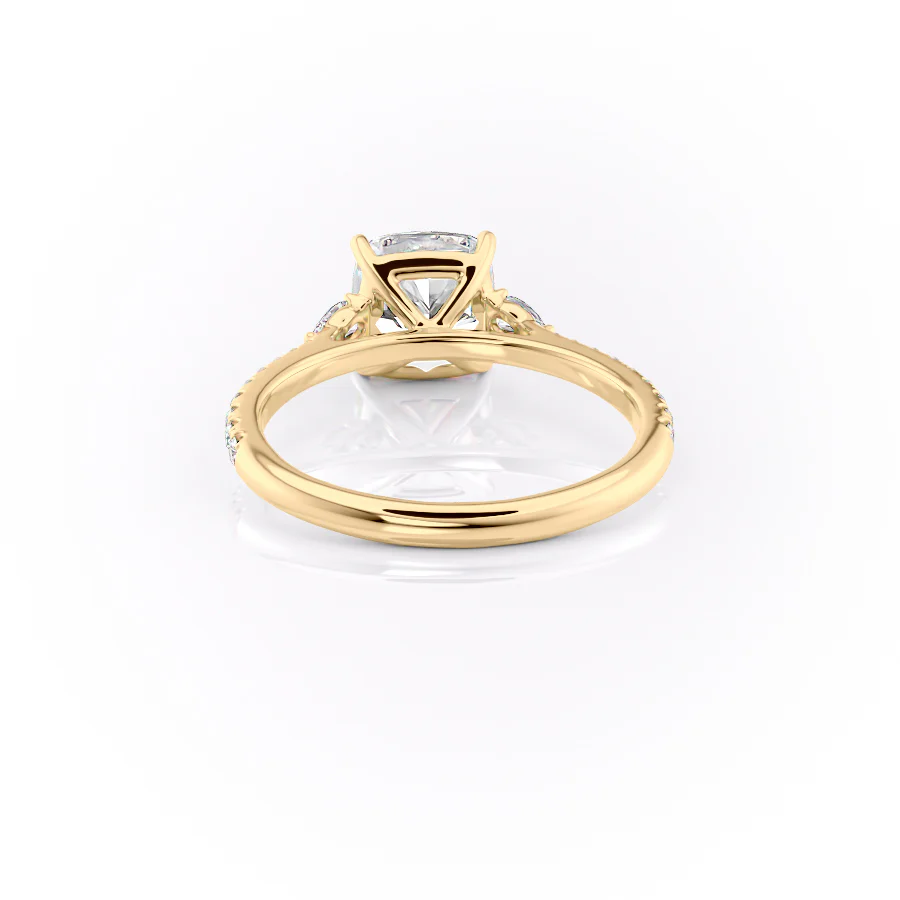 1.0CT Cushion Diamond Moissanite Three Stone Pave Engagement Ring
