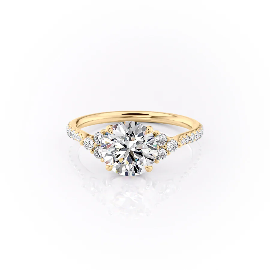 1.50 CT Round Cut  Moissanite Diamond Cluster Pave Engagement Ring