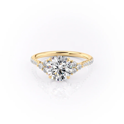 1.50 CT Round Cut  Moissanite Diamond Cluster Pave Engagement Ring
