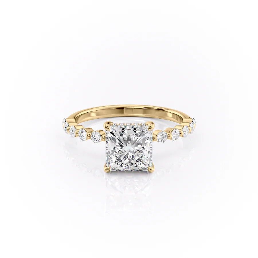 1.50 CT Princess Cut Solitaire Moissanite Diamond Pave Engagement Ring