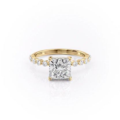 1.50 CT Princess Cut Solitaire Moissanite Diamond Pave Engagement Ring