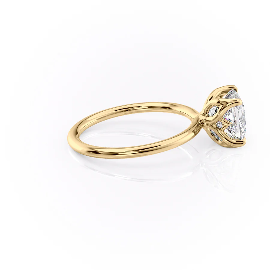 1.0CT Princess Diamond Moissanite Lotus Prong Solitaire Engagement Ring