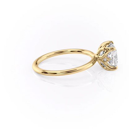 1.0CT Princess Diamond Moissanite Lotus Prong Solitaire Engagement Ring