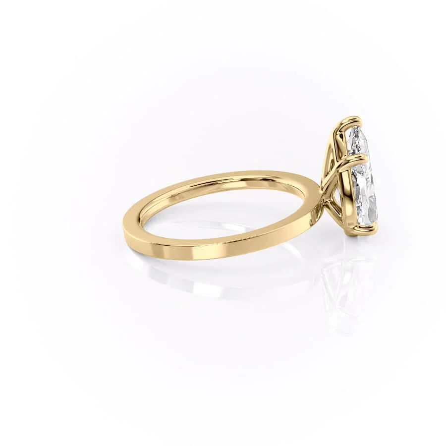 1.50 CT Pear Cut Cigar Moissanite Diamond Engagement Ring
