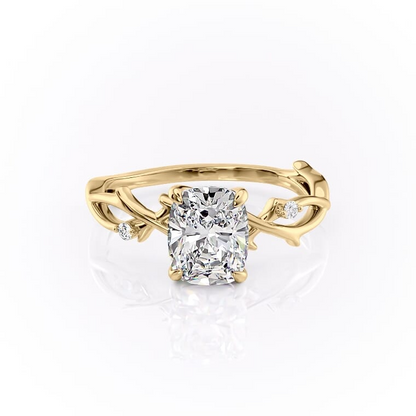 1.50 CT Elongated Cushion Cut Nature Inspired Moissanite Diamond Engagement Ring
