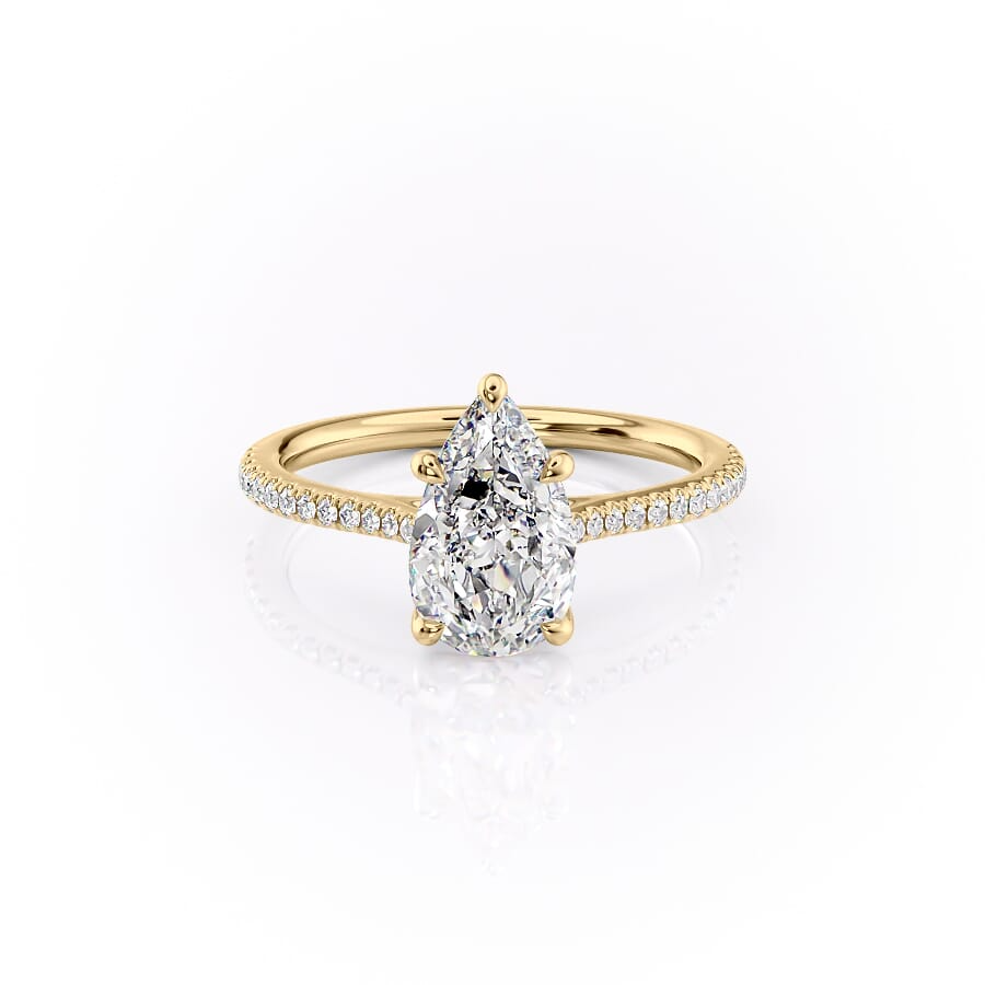 1.0CT Pear Diamond Moissanite Pave Engagement Ring