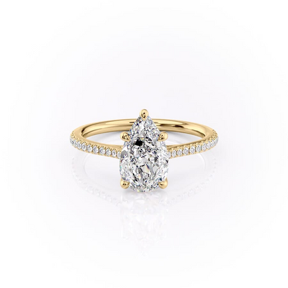 1.0CT Pear Diamond Moissanite Pave Engagement Ring
