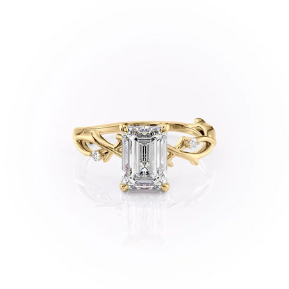 1.50 CT Emerald Cut Nature Inspired Moissanite Diamond Engagement Ring