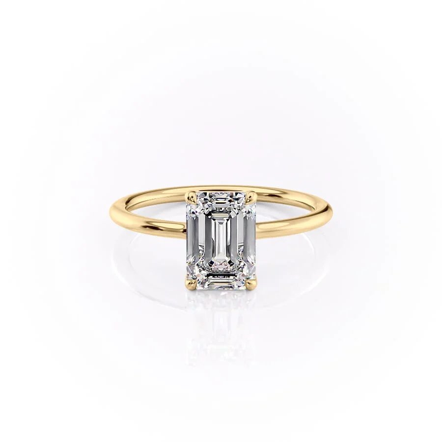 1.50 CT Emerald Cut Cluster Moissanite Diamond Solitaire Engagement Ring