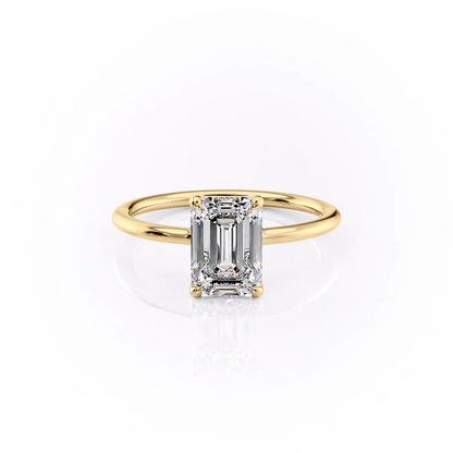 1.50 CT Emerald Cut Cluster Moissanite Diamond Solitaire Engagement Ring