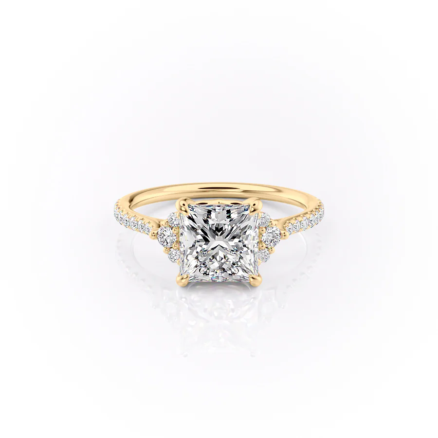 1.0CT Princess Diamond Moissanite Cluster Pave Engagement Ring