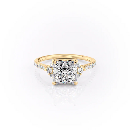1.0CT Princess Diamond Moissanite Cluster Pave Engagement Ring