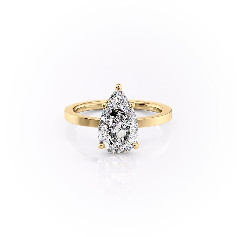 1.50 CT Pear Cut Cigar Moissanite Diamond Engagement Ring