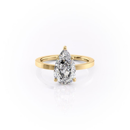 1.50 CT Pear Cut Cigar Moissanite Diamond Engagement Ring