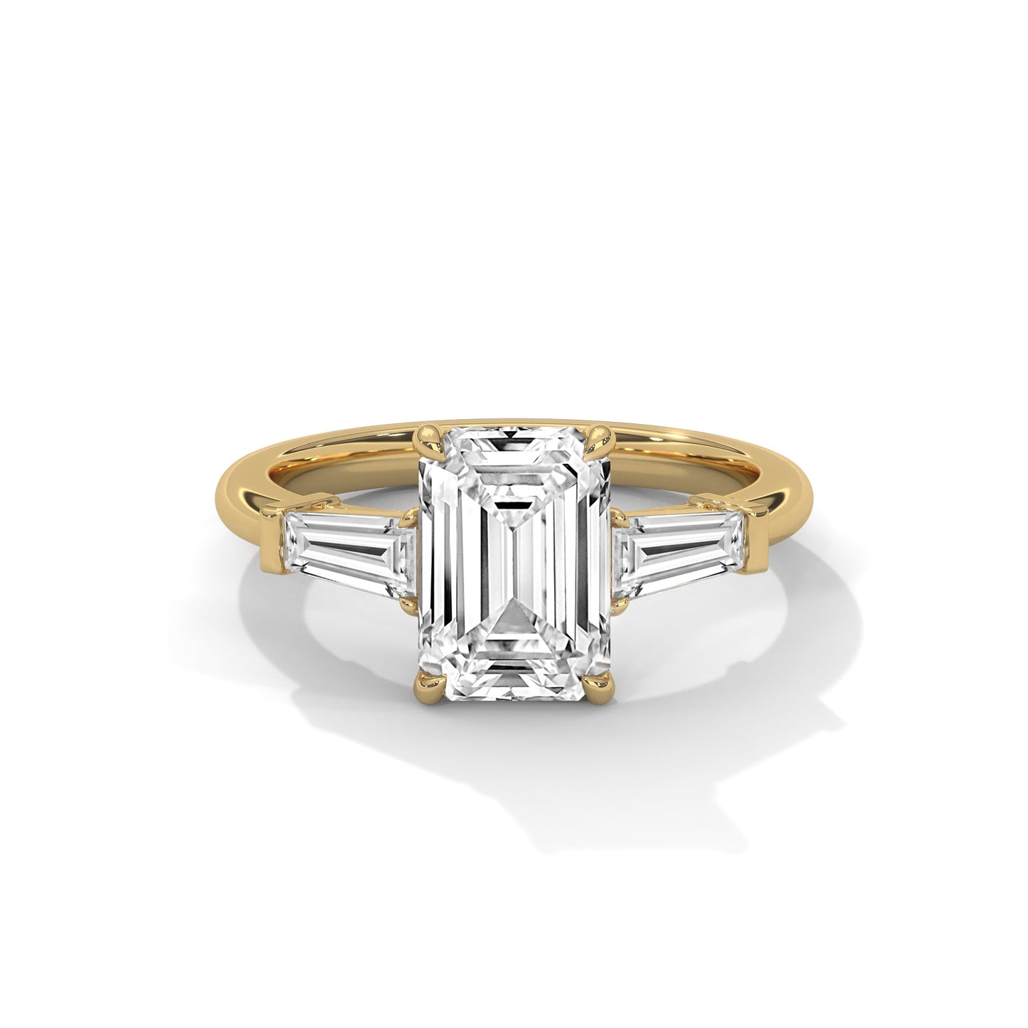 1.50 CT Emerald Cut Three Stone Moissanite Diamond Engagement Ring